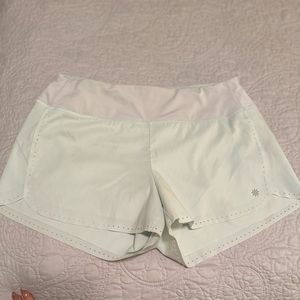 Athleta Womens Laser Run White/Mint Green Shorts Lined Small
